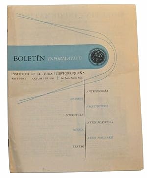 Boletín Informativo, Instituto de Cultura Puertorriqueña, Año I, Núm. 1 (Octubre de 1956)