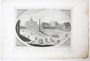[Antique print, etching and engraving, Rome] Veduta della Piazza e Basilica di S. Pietro in Vatic...
