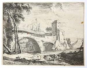 Antique print, etching | The Tirolian bridge, published ca. 1650, 1 p.