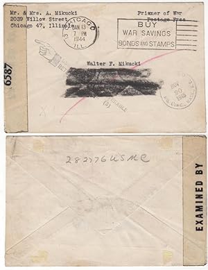 Returned mail sent to a World War II Marine who was captured on Corregidor and died in a Japanese...