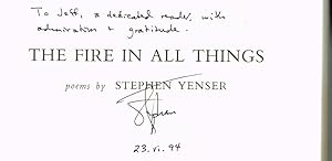 The Fire in All Things: Poems (SIGNED FIRST EDITION)