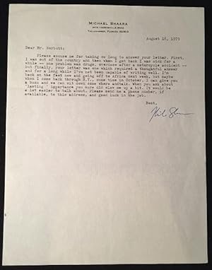 Original August 16, 1979 Typed Letter Signed From Pulitzer Prize Winner Michael Shaara (CANDID DI...