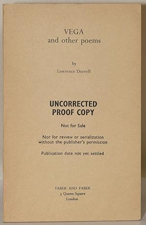 VEGA AND OTHER POEMS (Uncorrected Proof Copy)