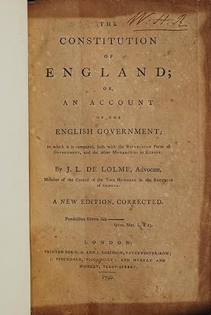 The constitution of England , or an account of the English Government.