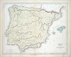 Antique Map SPAIN & PORTUGAL, Gall & Inglis original, hand coloured c1850