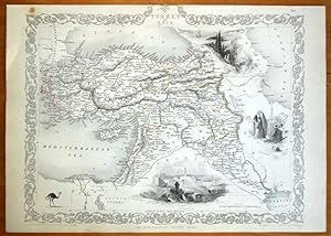 Antique Map TURKEY IN ASIA, CYPRUS, MIDDLE EAST, RAPKIN & TALLIS original c1850