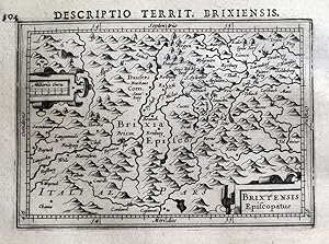 Antique Map S.TYROL, ITALY, BRESSANONE BRIXEN, BERTIUS original 1618