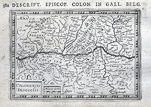 Antique Map DUSSELDORF, KOLN, BONN, KOBLENZ, GERMANY, BERTIUS. original 1618