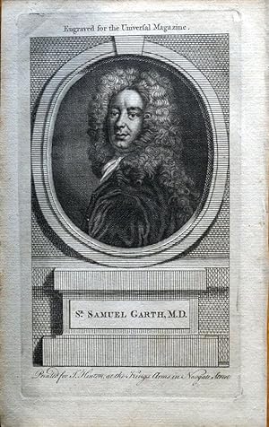 SIR SAMUEL GARTH Original Copper Engraved Antique Portrait Print 1764