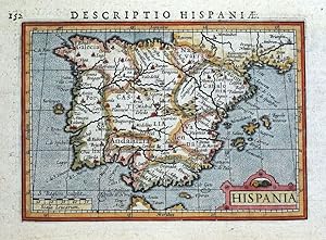 Antique Map HISPANIA, SPAIN & PORTUGAL, PETRUS BERTIUS original miniature 1618