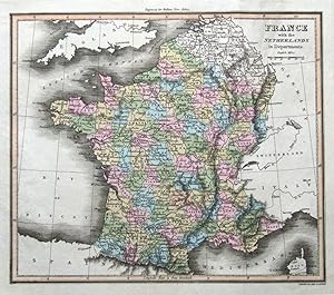 Antique Map FRANCE & BELGIUM Thomson,Walker original hand coloured 1816
