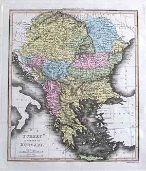 Antique Map GREECE, HUNGARY, TURKEY Thomson,Walker original hand coloured 1816