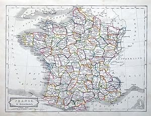 Antique Map FRANCE IN DEPARTMENTS, D.Blair original 1850