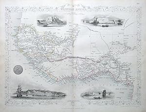 Antique Map WESTERN AFRICA, RAPKIN & TALLIS original hand coloured c1850