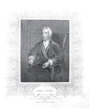 JOHN LOCKE, PHILOSOPHER & PHYSICIAN Antique Portrait Print c1860