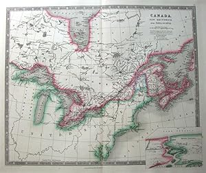 Antique Map CANADA,NEW BRUNSWICK & NOVA SCOTIA,NIAGARA RIVER, Teesdales 1841