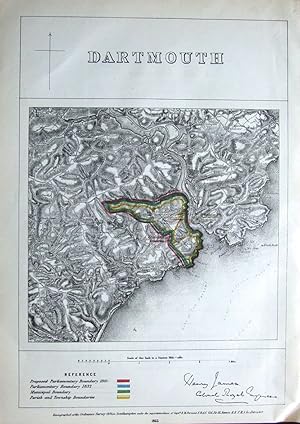 DEVON, DARTMOUTH, CORNWORTHY, CHURSTON FERRERS, KINGSWEAR, Antique Map 1868