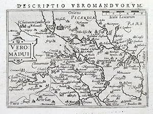 Antique Map FRANCE, PICARDY, SAINT QUENTIN, BERTIUS. original 1606