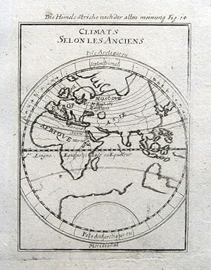 Antique Map WORLD, EASTERN HEMISPHERE, Climate zones. A.Mallet original 1719