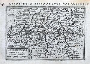Antique Map GERMANY, KOLN, COLOGNE, BONN, KOBLENZ, BERTIUS original 1606