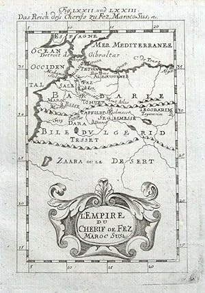 Antique Map NORTH WEST AFRICA, MOROCCO, ALGERIA, Mallet original 1719