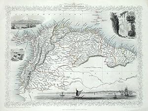 Antique Map PANAMA, VENUZUELA, ECUADOR, GUYANA, S.AMERICA, RAPKIN & TALLIS c1850