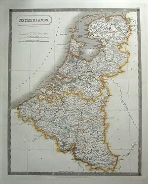 Antique Map NETHERLANDS, HOLLAND, BELGIUM, LUXEMBOURG S.Hall large original 1828