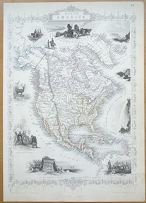 NORTH AMERICA, USA, CANADA, RAPKIN & TALLIS original antique illustrated map c1850