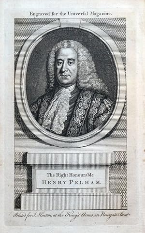 HENRY PELHAM, BRITISH PRIME MINISTER original antique portrait print 1763