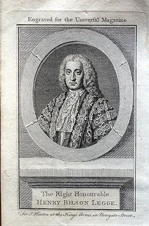 HENRY BILSON LEGGE Original Copper Engraved Antique Portrait Print 1759