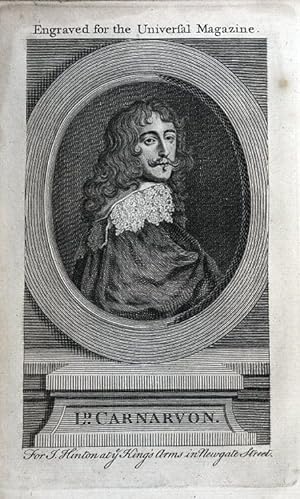 LORD CARNARVON, ROBERT DORMER, original antique portrait print 1754