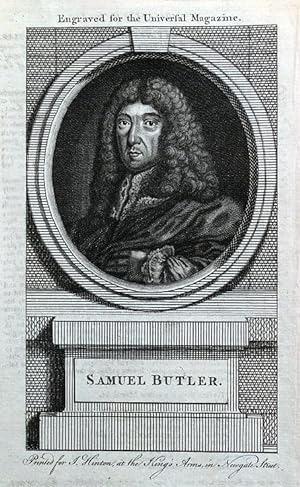 SAMUEL BUTLER English Poet and Satirist original antique portrait print 1765