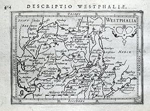 Antique Map WESTFALEN,GERMANY, MUNSTER,DUSSELDORF, OLDENBURG BERTIUS original1618