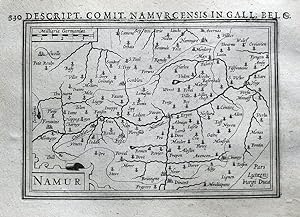 Antique Map BELGIUM, WALLOON, NAMUR, HUY, GEMBLOUX, CHATELET, BERTIUS original 1618