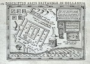 Antique Map KATWIJK, NETHERLANDS, ROMAN CITY, BERTIUS original 1618
