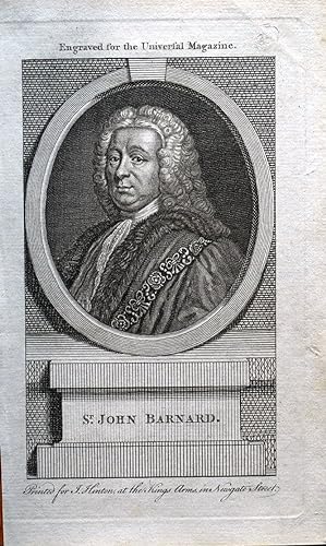 SIR JOHN BARNARD Original Copper Engraved Antique Portrait Print 1765