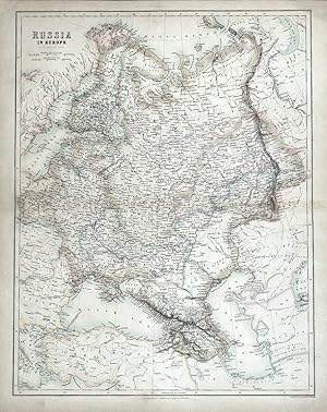 Antique Map RUSSIA IN EUROPE, POLAND, ESTONIA, LATVIA, CRIMEA Fullarton c1865