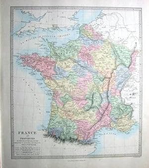 Antique Map FRANCE IN PROVINCES , SDUK Hand Coloured 1857
