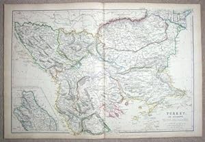Antique Map CROATIA, BOSNIA,GREECE,TURKEY, BULGARIA 1860