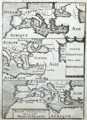 Antique Map MEDITERRANEAN SEA Alain Mallet original c1685