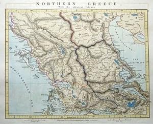 Antique Map N.GREECE,CORFU, LEVKAS, IONIAN,THESSALIA,DYTIKI, ELLAS Arrowsmith 1828