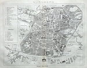Antique Map NURNBERG, NUREMBURG, GERMANY, STREET PLAN original 1872