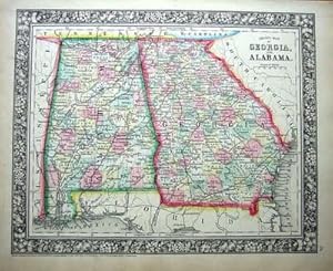 Antique Map USA.GEORGIA & ALABAMA, 1860
