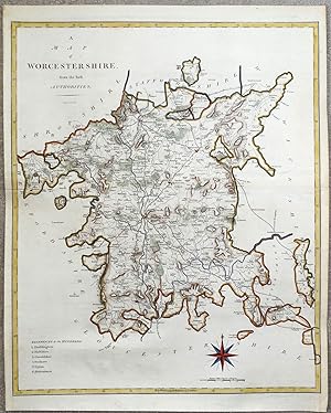 Antique Map WORCESTERSHIRE, Large Cary c1800