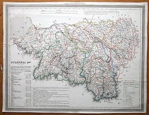 Antique Map FRANCE, PYRENEES ATLANTIQUE, BAYONNE, Dufour c1830