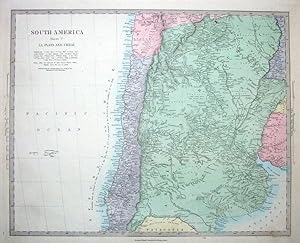 Antique Map SOUTH AMERICA, CHILE, ARGENTINA Stanford original c1850