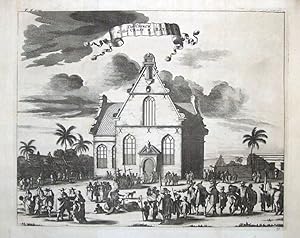 JAKARTA, CHURCH OF THE CROSS, JAVA, INDONESIA, CHURCHILL antique print 1744