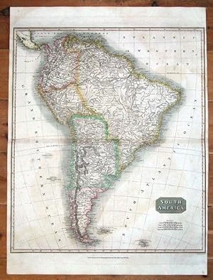 Antique Map SOUTH AMERICA, JOHN THOMSON large format original hand coloured 1817
