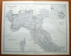 Antique Map ITALY North and central, CORSICA.Johnston c1860