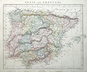 Antique Map SPAIN & PORTUGAL Arrowsmith original 1828